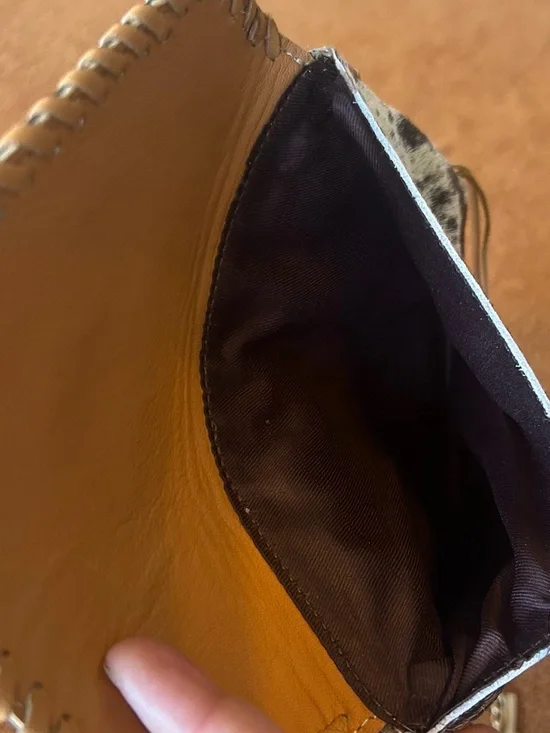 Fringed Leather and Cowhide Handbag with Floral Embossing - Picture 6 of 6